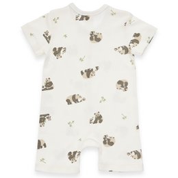 Baby Short Romper - Panda Aop, blokada - Offwhite
