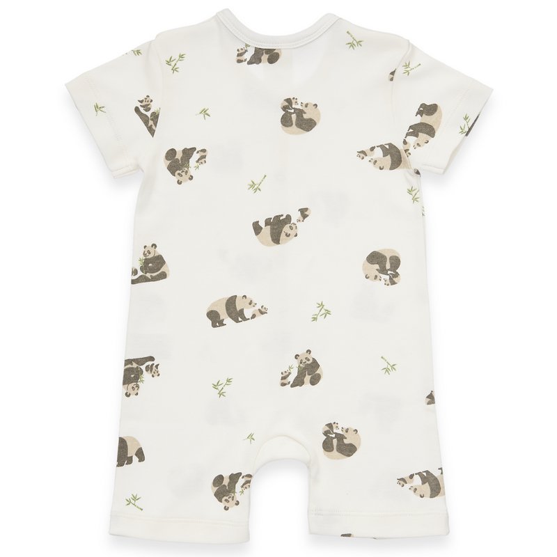 Baby Short Romper - Panda Aop, blokada - Offwhite