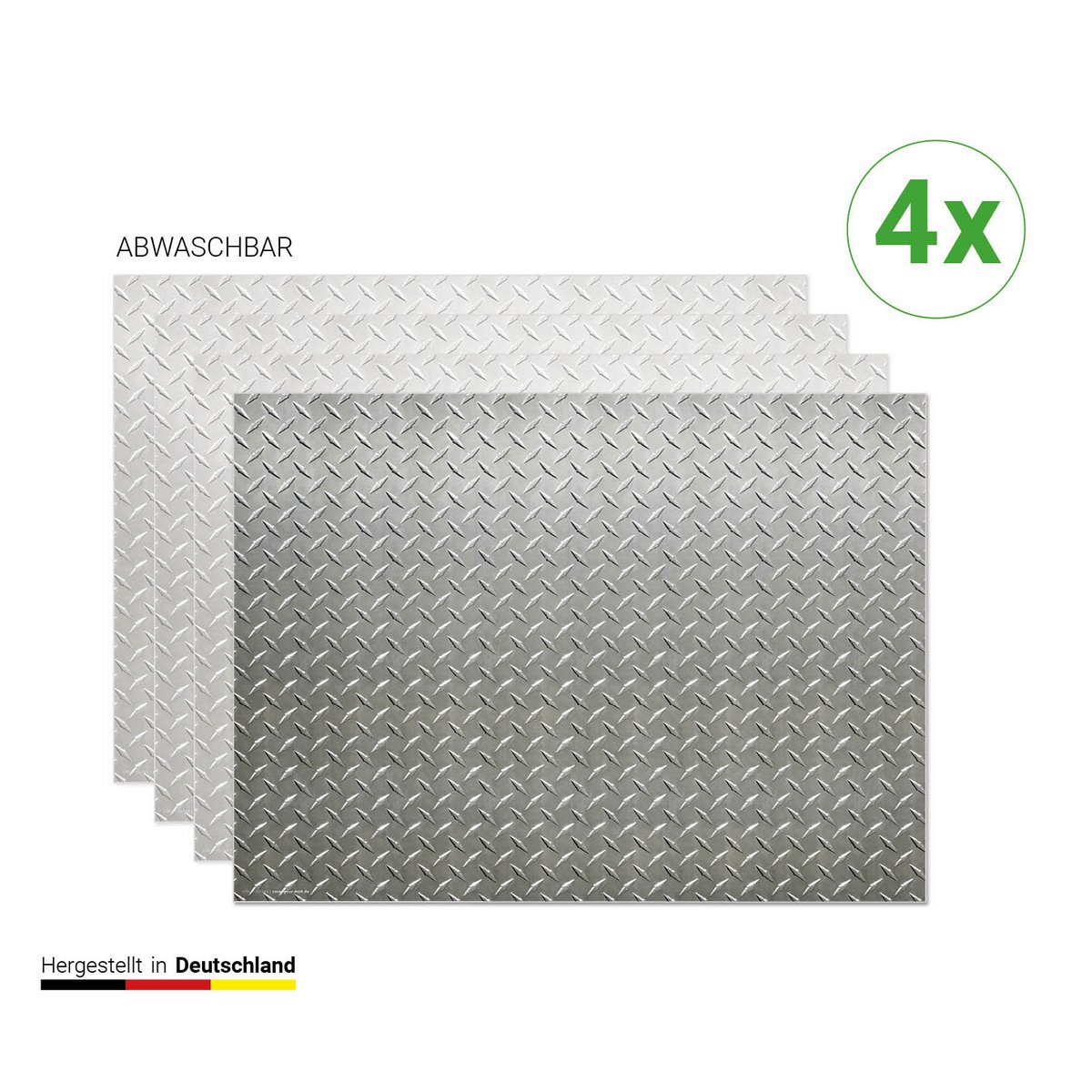 Rimpelpatroon van staalplaten - Placemats | Premium vinyl placemats 44 x 32 cm - 4 stuks