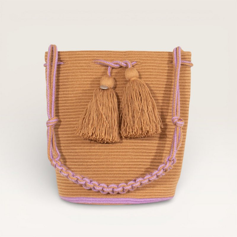Borsa a tracolla rotonda solida | Caramello