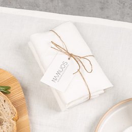 Mantel individual de lino, blanco roto