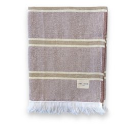 Large, soft, and absorbent beach towel in a neutral color palette with striped pattern. Made of high-quality cotton.