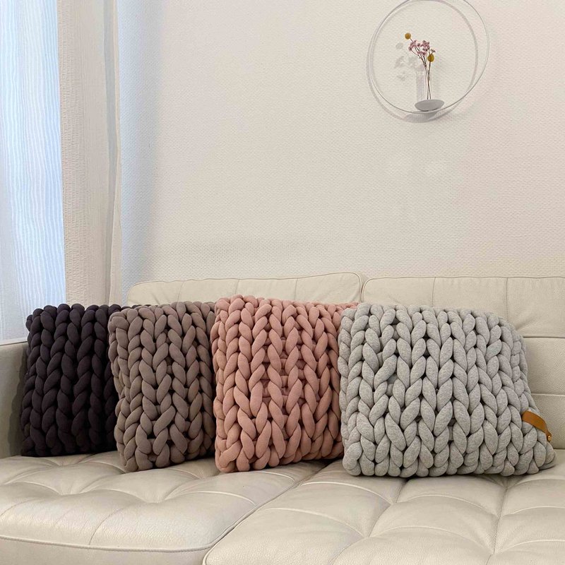 Cojín de punto grueso XXL Cotton Tube, malva