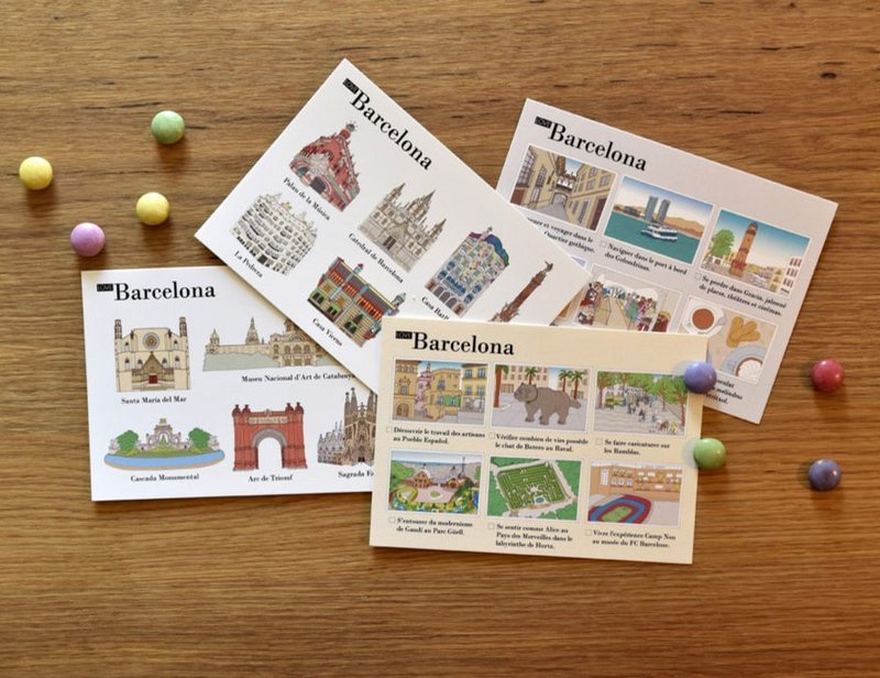 Illustrerede postkort Barcelona