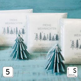 White tissue boxes with Christmas tree motif, size 22.5 x 22.5 cm.