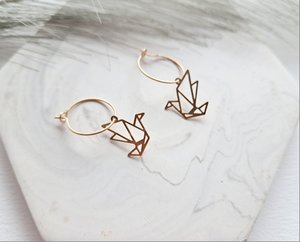 Oorbellen - MInimalism - Bird - goud