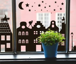 Statische Fensteraufkleber Straße Weihnachten / Sinterklaas