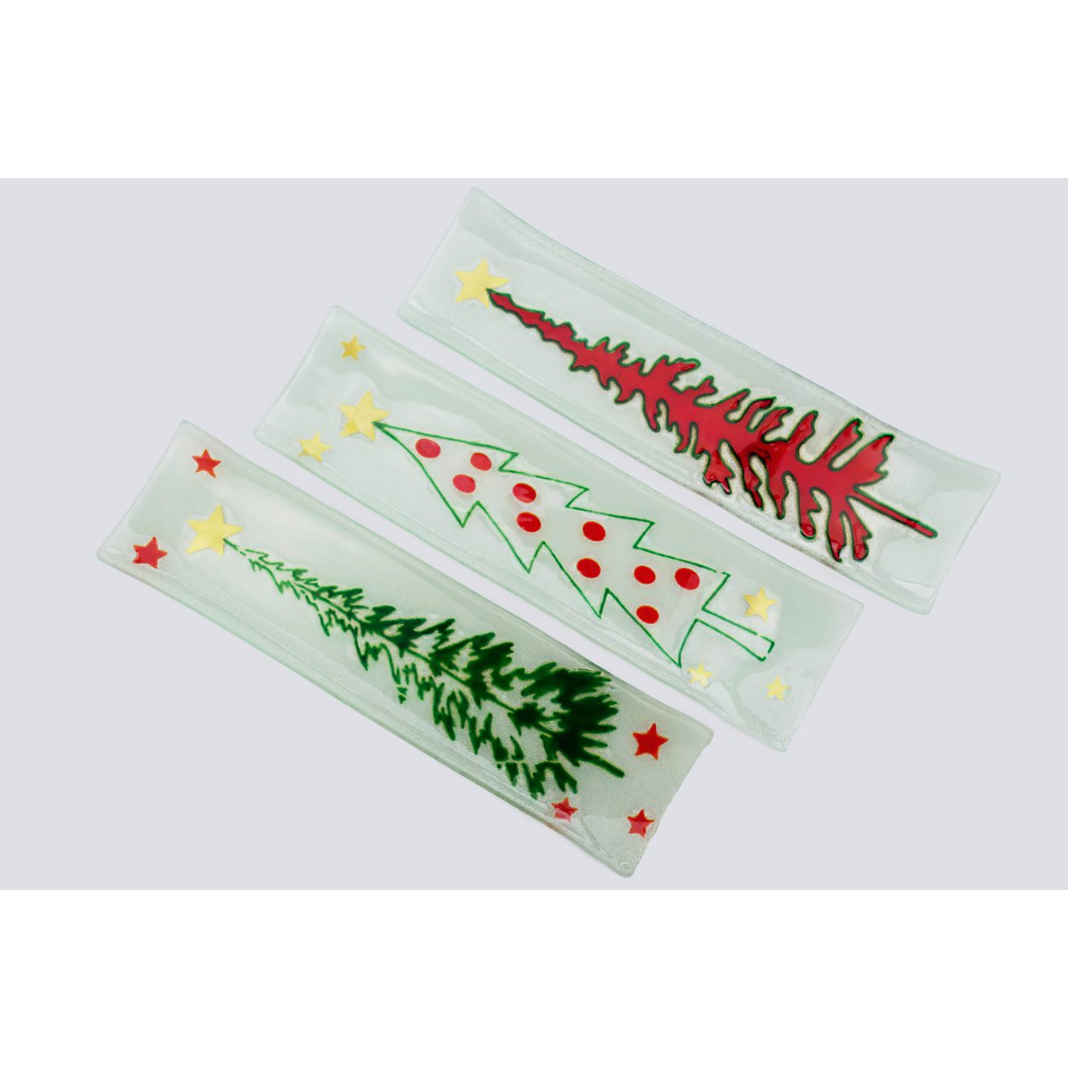Xmas U Shape Long set of 3 42x11 Green, Red & White Xmas Trees Set of 3