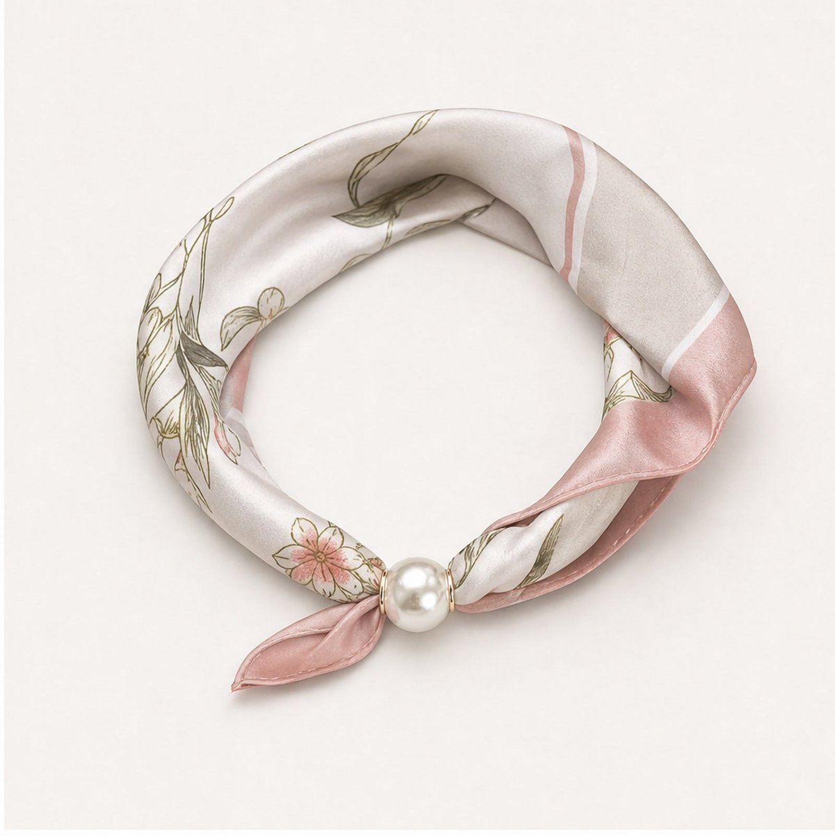 HS Pearl Scarf Satin Print Flowers - Multiple Prints