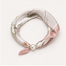 HS Pearl Scarf Satin Print Flowers - Multiple Prints
