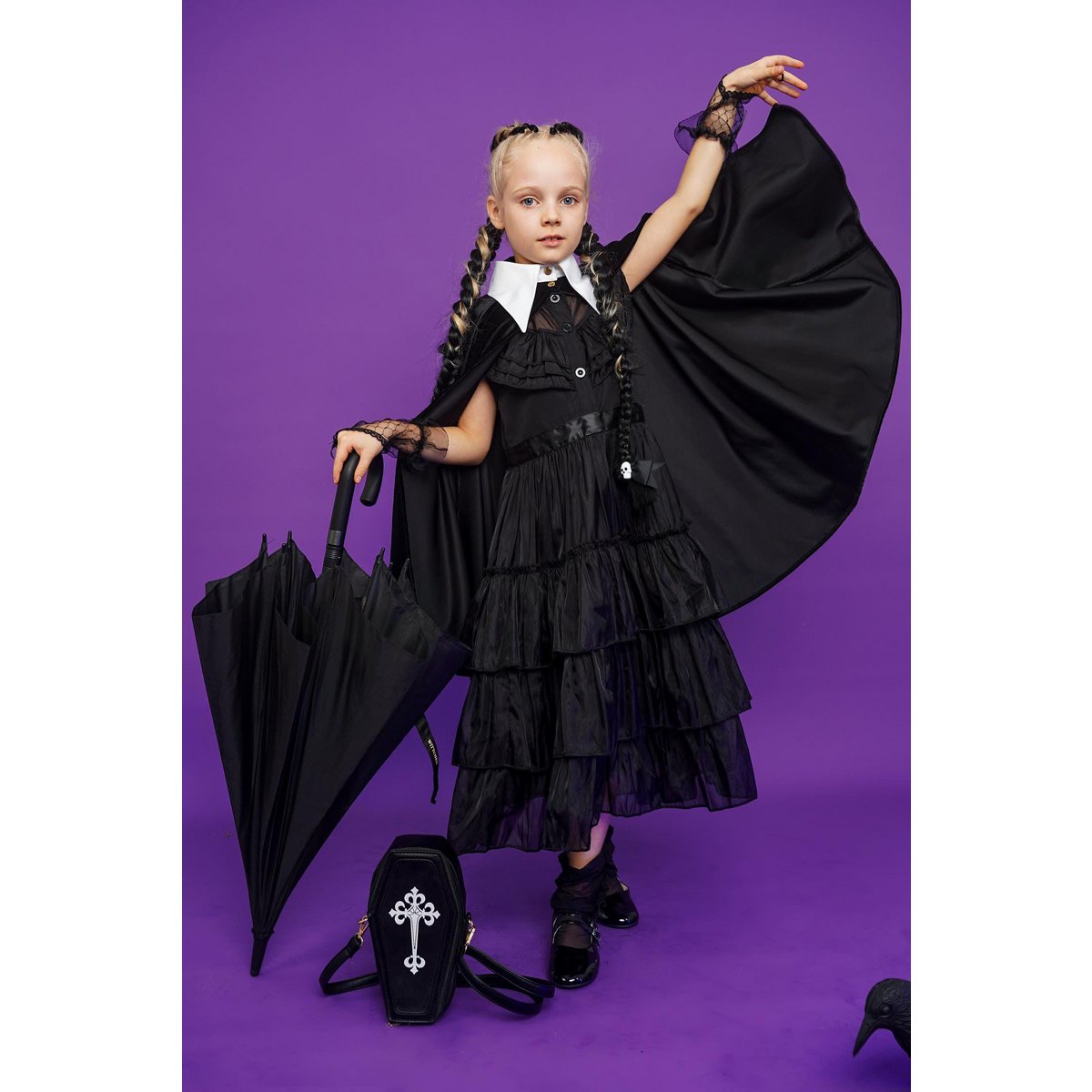Mantello magico per bambini in stile Wednesday