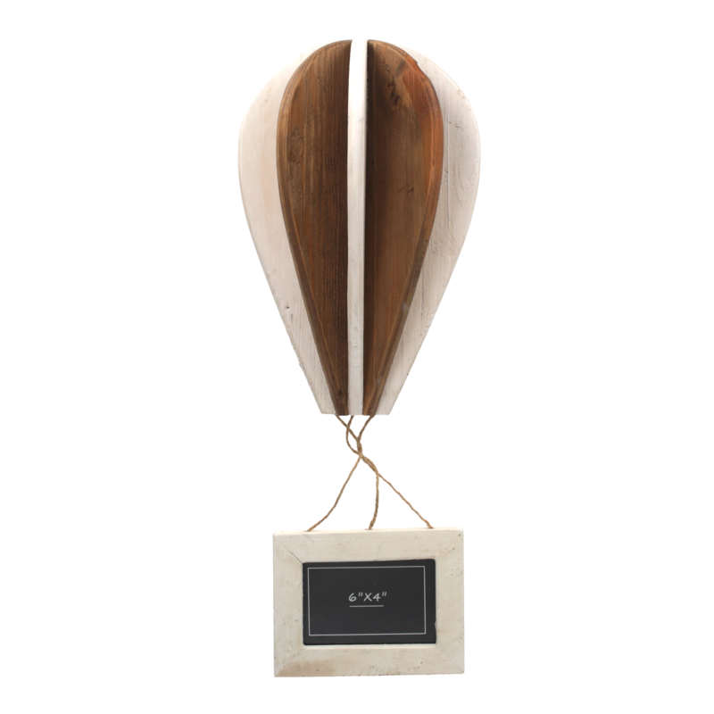 Decorative wooden hot air balloon photo holder 25x12x67 cm