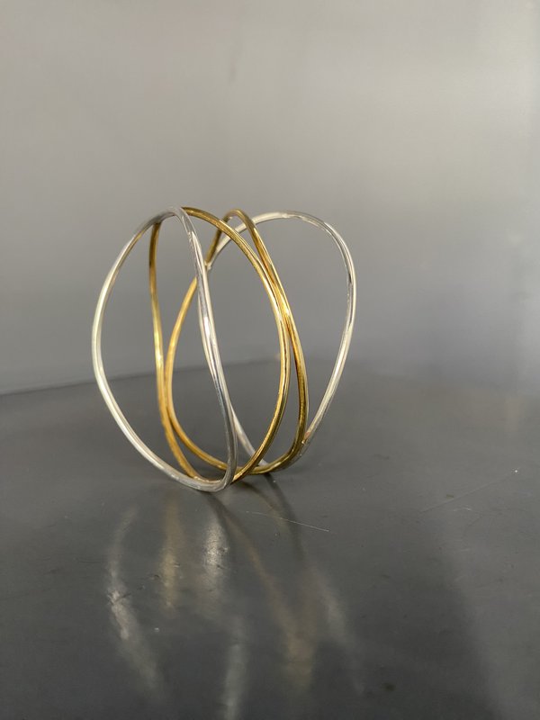 Double Wave Bracelet in silver and brass