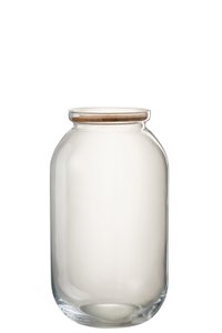 J-Line storage jar Roxy - glass/cork - transparent - large