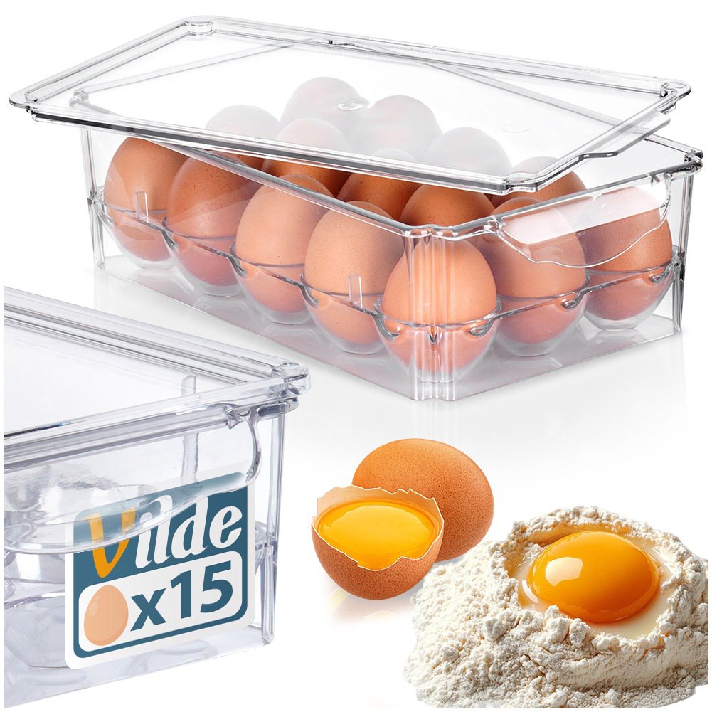 Egg Holder with Lid for 15 Eggs