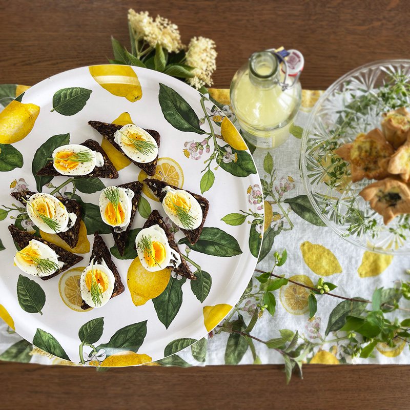 Linen table runner - Lemon