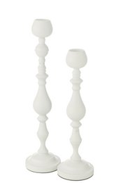 Portacandele J-Line Monarchy in metallo bianco grande