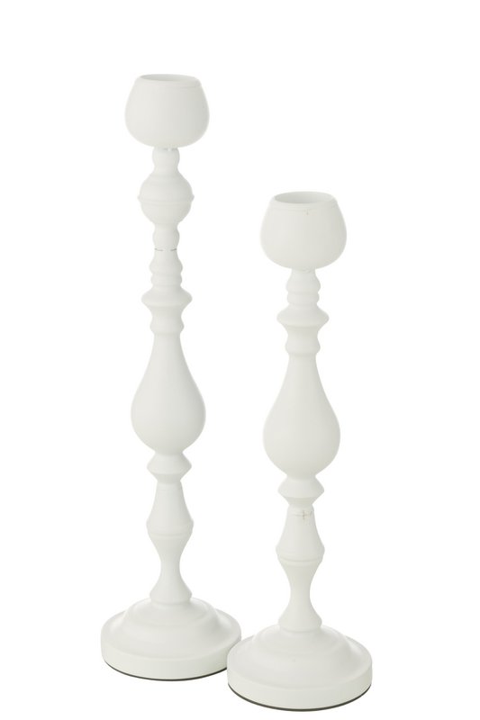 Portacandele J-Line Monarchy in metallo bianco grande