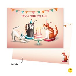 Los gatos de la tarjeta de felicitación tienen un día prrfect