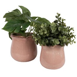 Flowerpot inside Ø 16x15 cm pink ceramic plant pot