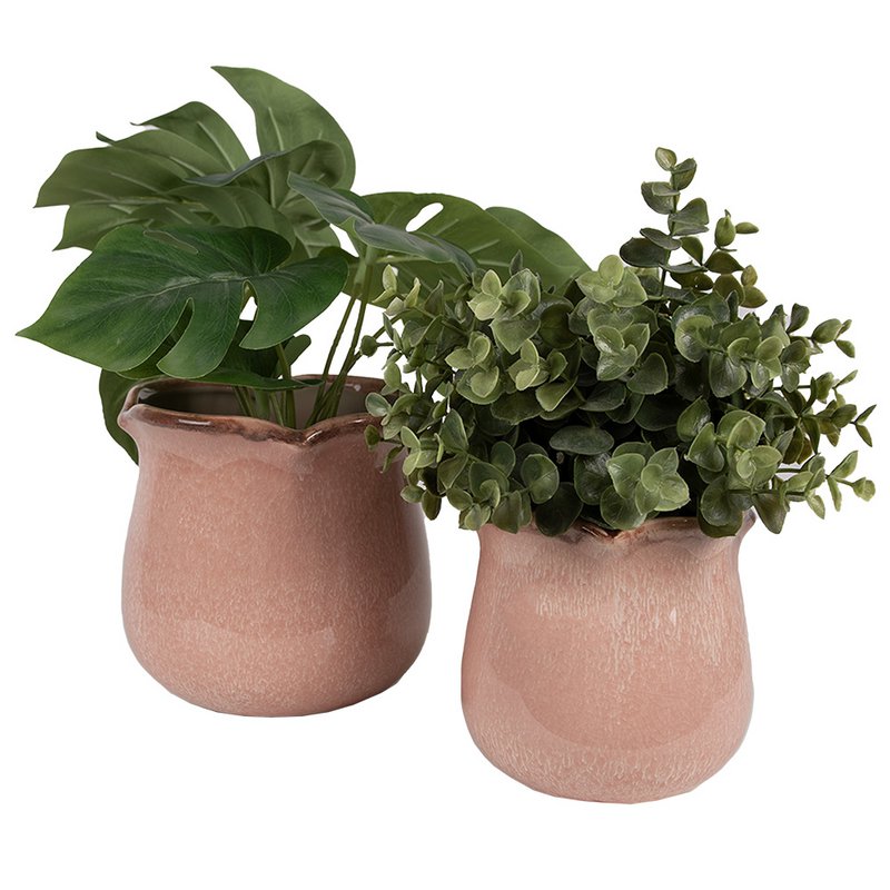 Flowerpot inside Ø 16x15 cm pink ceramic plant pot