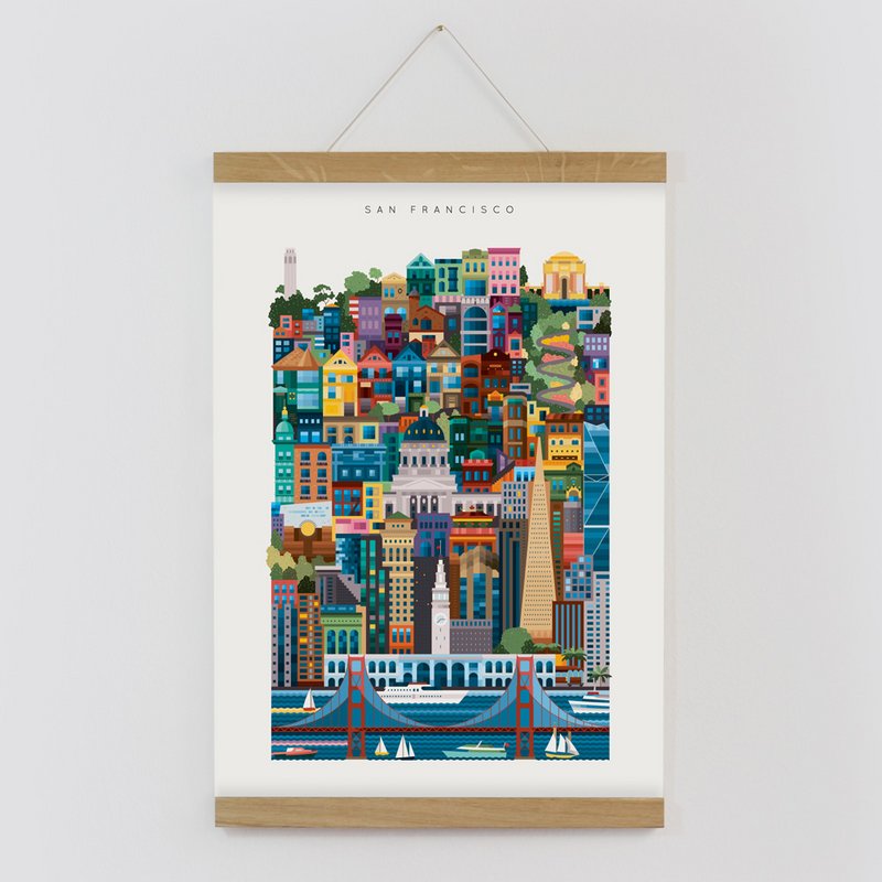 San Francisco A3 Colourful Print