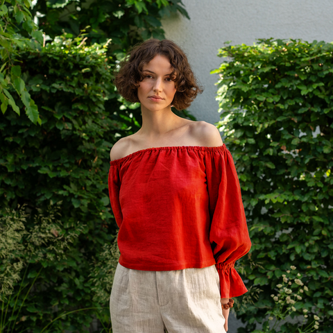 Off-shoulder blouse met ruches Jessica
