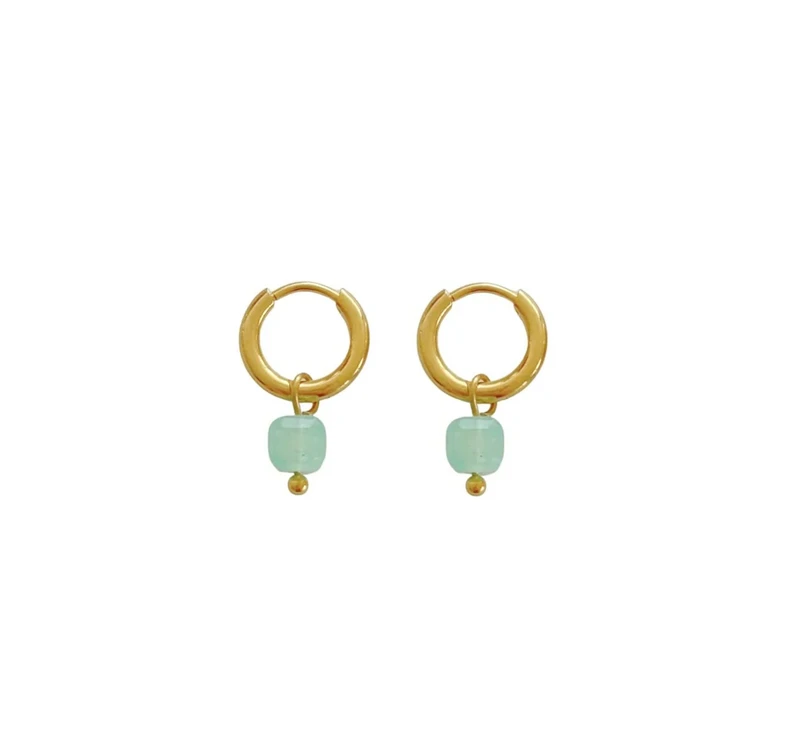Amazonite Kubus øreringe - guld