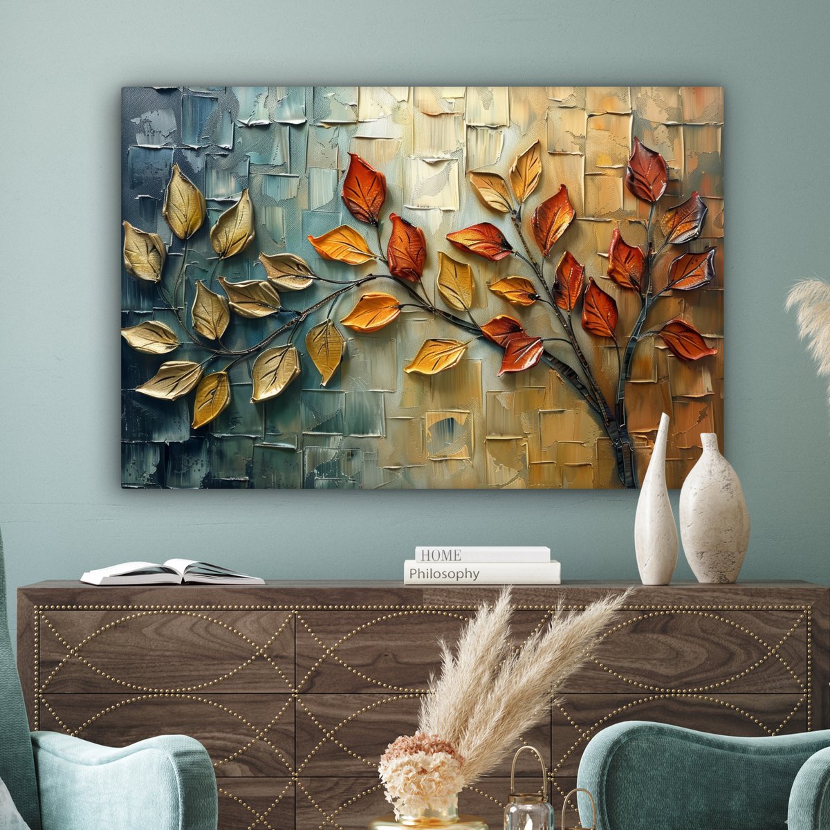 Canvas schilderij  - Wanddecoratie Boom - Abstract - Natuur - Kunst - Muurdecoratie woonkamer - Kamer decoratie modern - Abstracte schilderijen