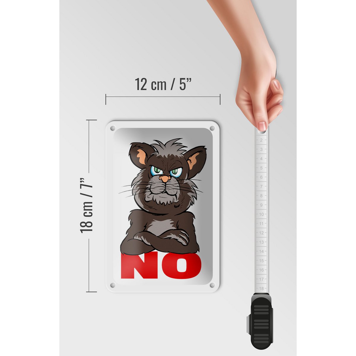 Tin sign saying 12x18cm NO (cat) decoration