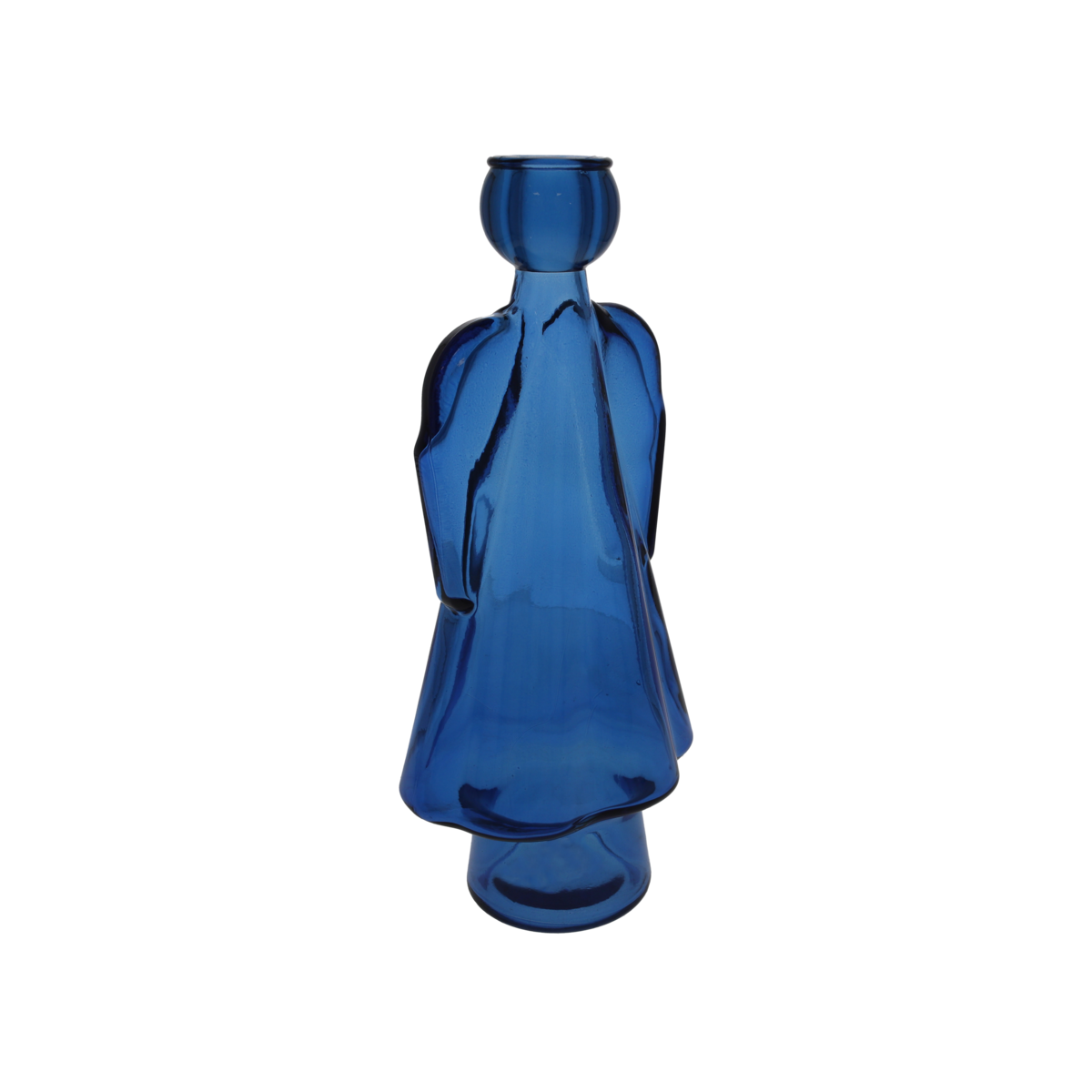 Blue glass angel candle holder h 24x10x8 cm
