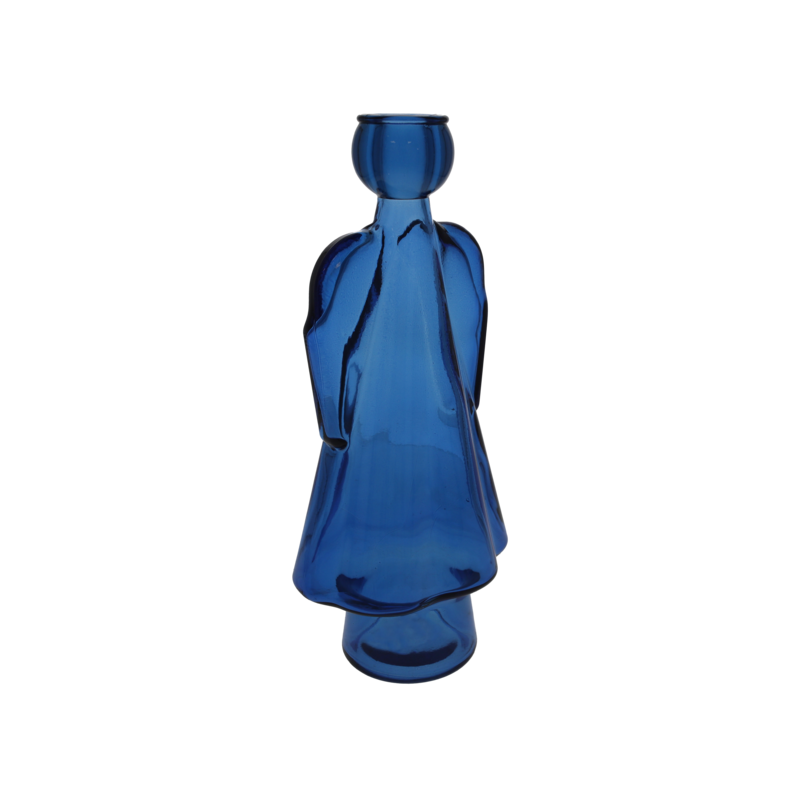 Blue glass angel candle holder h 24x10x8 cm
