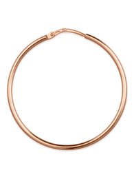 Rose gold plated circular hoop earrings with a classic design.