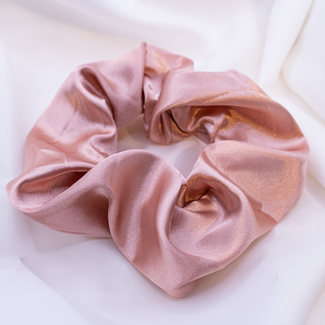 Elastico per capelli Satin Pink Pink Blush - elastico per capelli lucido cucito a mano