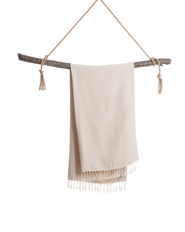CRYSTAL Cotton Hammam Pool Towel – Compact – Beige - 180x100 cm