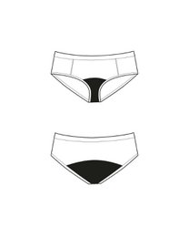 Menstruationsbukser hipsterpiger – medium absorption (sort, pink print)