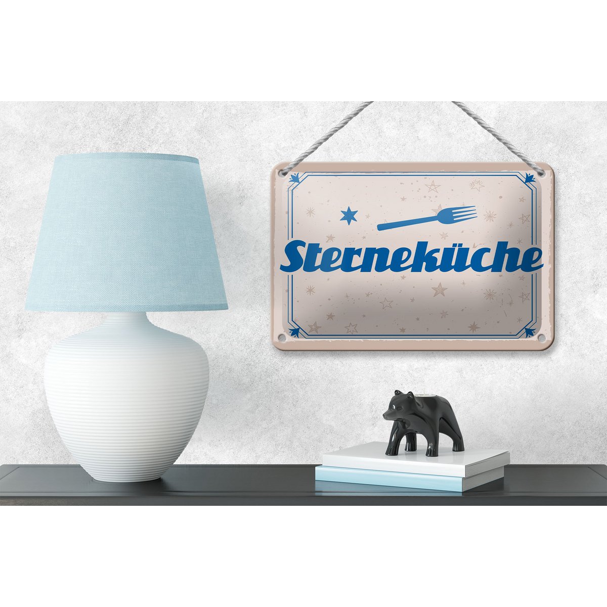 Targa in metallo con scritta "Decorazione cucina stella" 18x12 cm