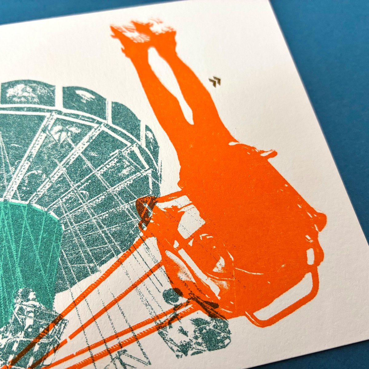 Carte postale Riso Teal Sunset 2e édition, risographie, copie DIN A6