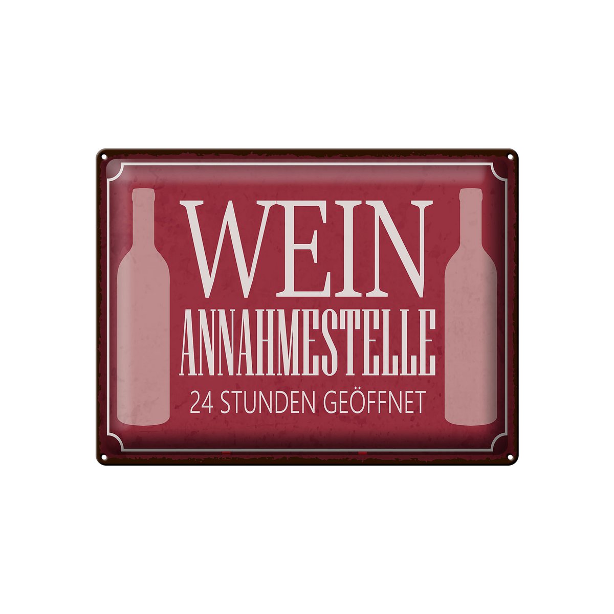 Blikken bord met de tekst 40x30cm wijnacceptatiepunt 24 uur