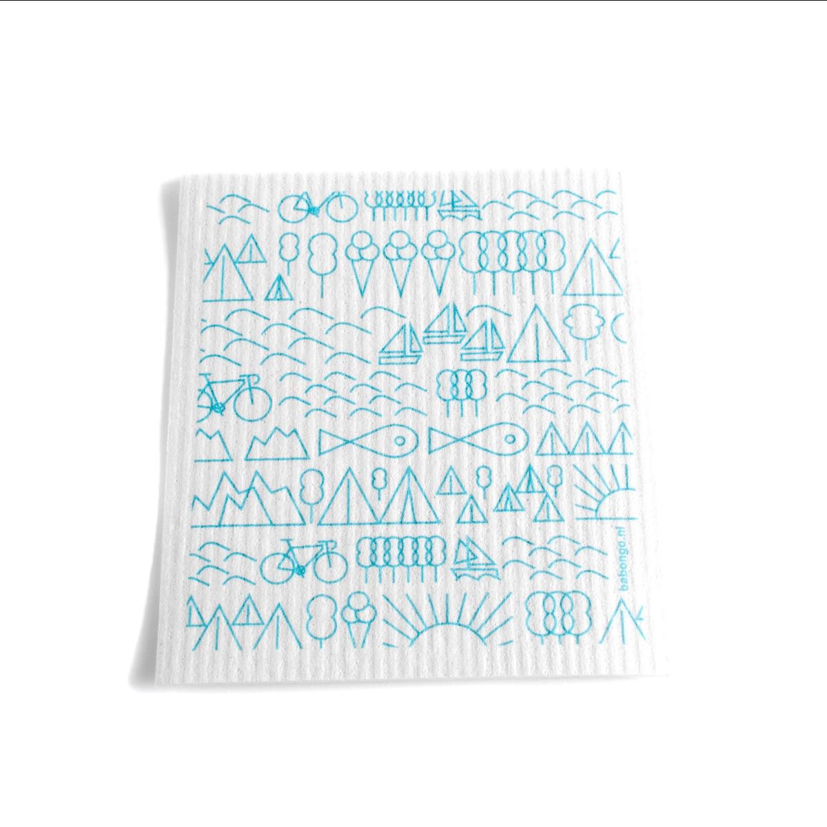 Swedish dish cloth Travel design blue on white