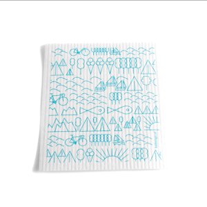 Swedish dish cloth Travel design blue on white