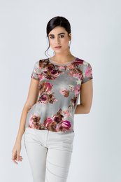 Top w kwiaty z krótkim rękawem