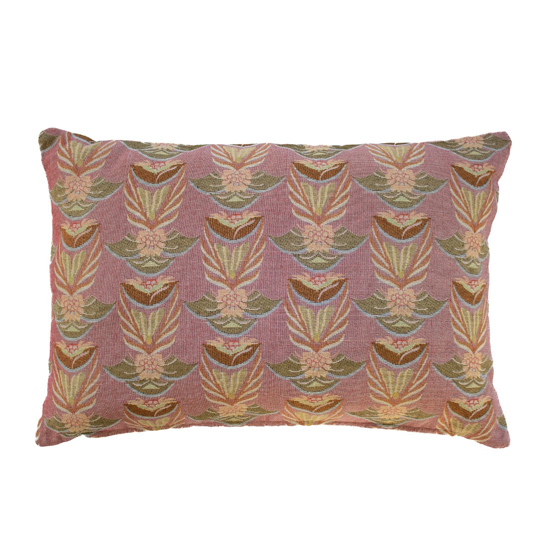 NIN-NIT Nouveau de Fleurs cushion | 100% woven cotton | decorative cushion with flowers and leaves nature print | pink | beige | lilac | green | gray | orange | brown| multicolor | 40x60 cm