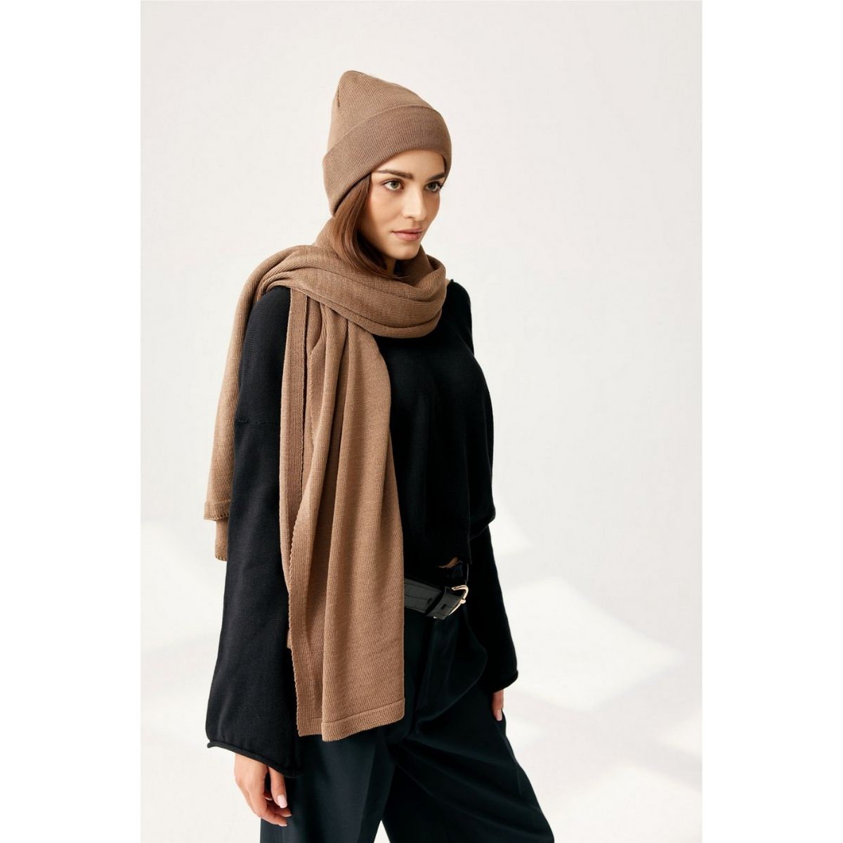 Gorro NAOMI - 100% lana merino - camel