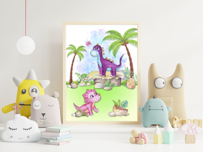 Dinosaur plakater x sæt med 3