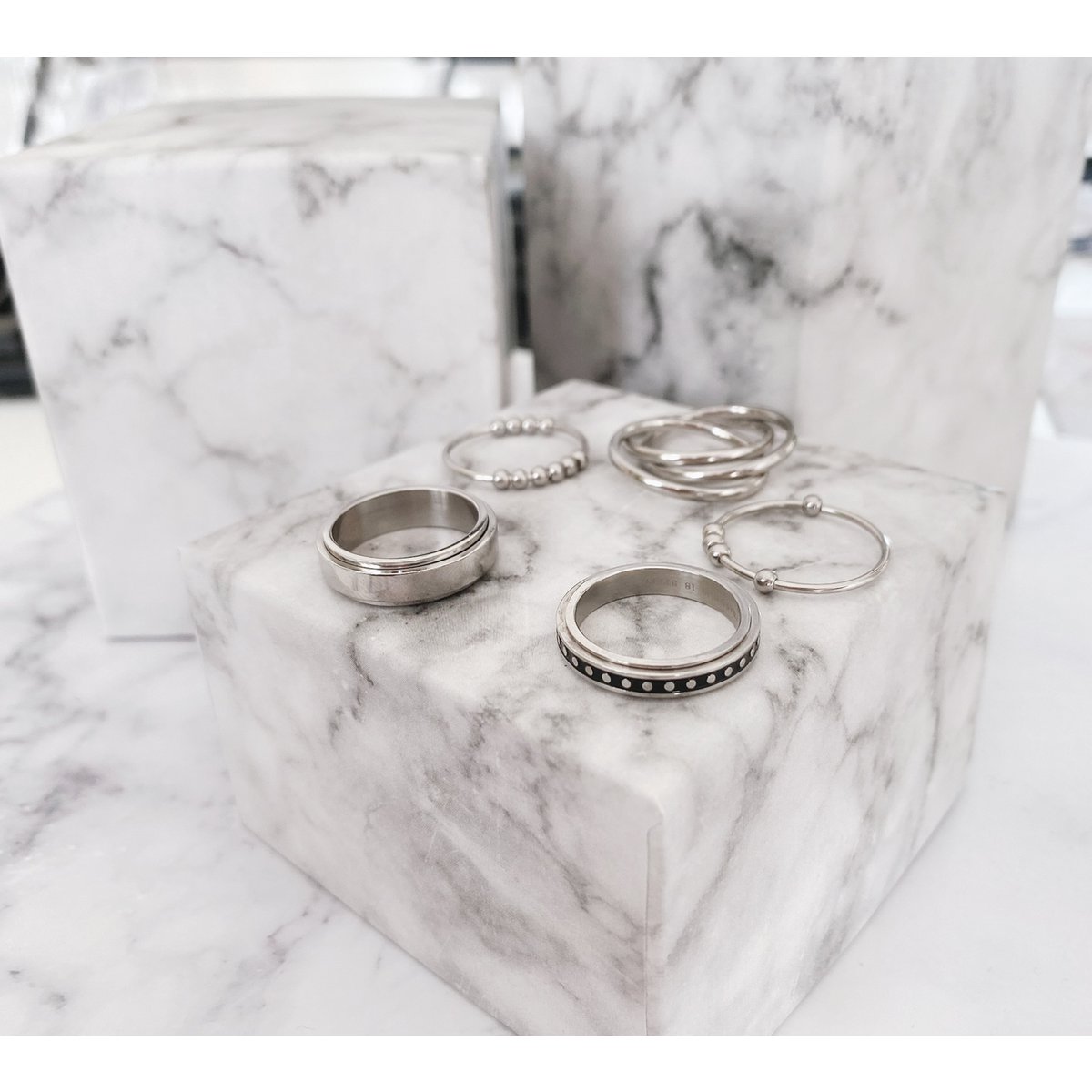 R1067 Rolling Anxiety Fidget Ring Rose Gold Stålfarve