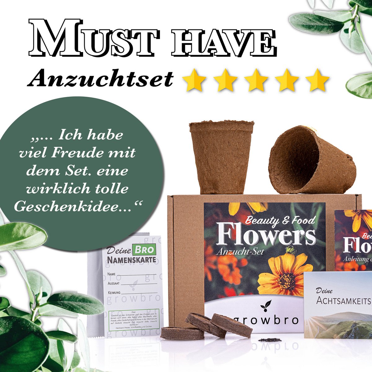 growbro - FLOWER POWER - Dyrkningssæt til spiselige blomster, din frøblanding til spiselige blomster og som bi engfrø