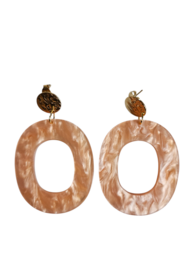 Earrings oval pastel orange