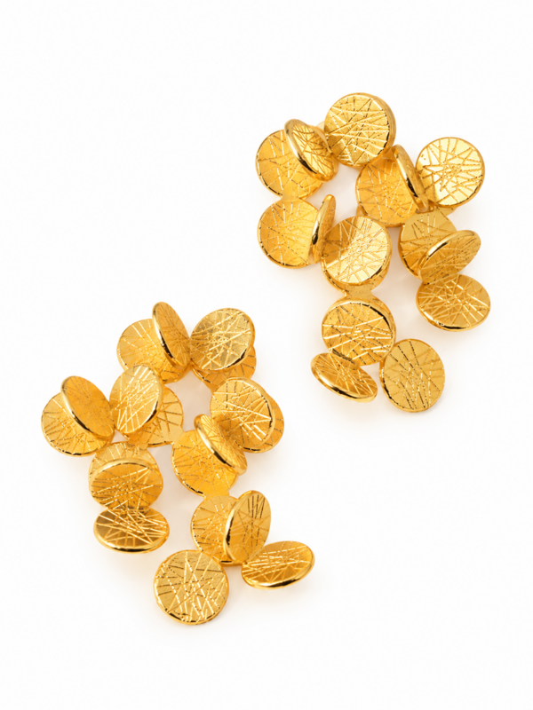 Guld kronblad buket øreringe