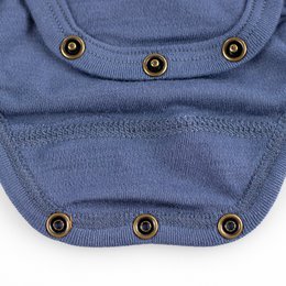 Kurzarm-Body aus Wolle – Merinowolle – Vintage Indigo